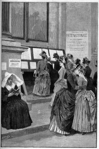 Hof der Tuilerien: Die Ergebnisse der Aufnahmeprüfungen im Hôtel de Ville de Paris für junge Mädchen im Jahr 1887. von French School