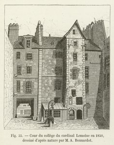 Hof des Kollegs des Kardinals Lemoine, 1850, nach der Natur gezeichnet von M. A. Bonnardot von French School