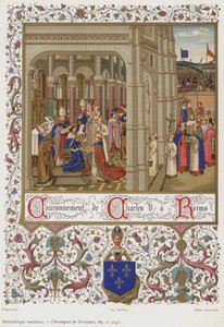 Krönung von Karl V. in Reims (Chromolithographie)
