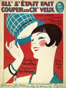 Cover für die Partitur, Sie ließ sich die Haare schneiden, 1924 von French School