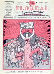 Cover der Zeitschrift Floreal zum vierzigsten Jahrestag der Ecoles Laiques in Frankreich, 2. Juli 1921