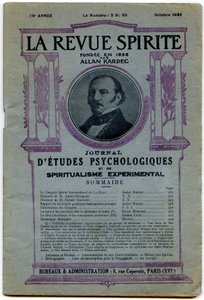 Titelblatt einer Ausgabe von „La revue spirite“, Porträt des Gründers Allan Kardec, Zeitschrift von Oktober 1931 von French School