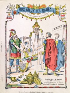 Umschlag eines Schulheftes, der die Legende von Brennus darstellt