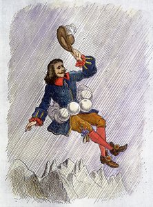 Cyrano de Bergerac abgelehnt durch seine Phiolen, Illustration des Romans von Cyrano de Bergerac: „L