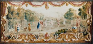 Tanz in einem Park, Aubusson Tapisserie Werkstatt, ca. 1782