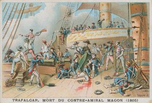 Tod des französischen Konteradmirals Magon in der Schlacht von Trafalgar, 1805 von French School