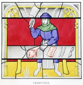 Delikatessen. Faksimile eines mittelalterlichen Glasfensters in „Histoire de la peinture sur verre“ von Ferdinand de Lasteyrie
