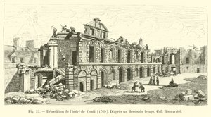 Abriss des Hotel de Conti, 1769, nach einer zeitgenössischen Zeichnung, Sammlung Bonnardot von French School