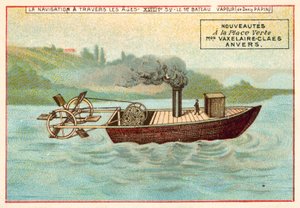 Denis Papins erstes dampfbetriebenes Boot von French School