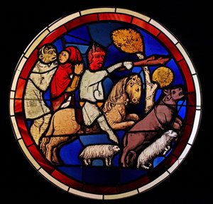 Darstellung von Hiob, der seine Herde verliert, aus der Ste Chapelle, Bay D