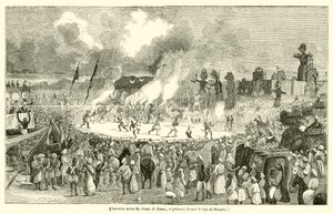 Letzte Szene des Dramas von Rama, aufgeführt vor dem Raja von Benares (Gravur) von French School