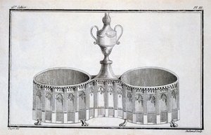 Entwurf von Pugin, aus einem Musterbuch für neoklassizistische Metallarbeiten zusammengestellt von Duhamel, ca. 1770er-80er Jahre