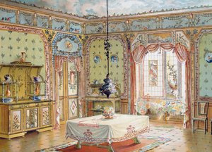 Entwurf für das Esszimmer aus der Zeitschrift La Decoration interieure von French School