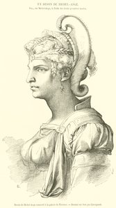 Zeichnung von Michelangelo in der Galerie von Florenz (Gravur) von French School