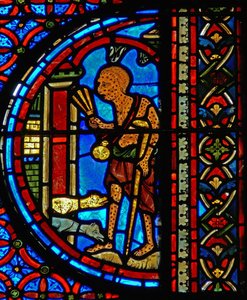 Detail eines Fensters, das das Gleichnis von Lazarus und Dives darstellt (Detail)