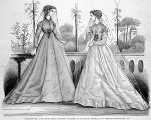 Zwei Brautkleider von Madame Fladry - in „La Mode illustrée“ vom 29.09.1867. von French School