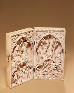 Diptychon mit der Krönung der Jungfrau und dem Jüngsten Gericht, ca. 1260-70 von French School