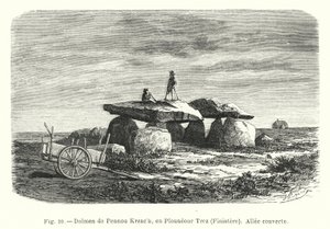 Dolmen von Pennou Kreach, in Plouneour Trez, Finistère, überdachter Gang von French School