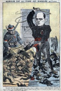 Duce Benito Mussolini jagt die Körper und Gesellschaften, die den Staatshaushalt beginnen