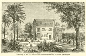 Wohnung eines Ägypters hohen Ranges, nach Wandmalereien (Gravur) von French School