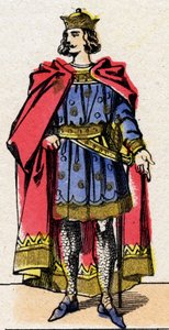 Dynastie der Kapetinger: Porträt von Ludwig VII. genannt der Jüngere (1120-1180), König der Franken von 1137 bis 1180. Epinal-Bildgebung aus dem späten 19. Jahrhundert. Private Sammlung.