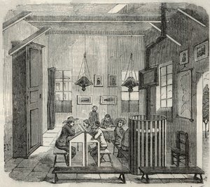 Schule für Idioten in Bicetre im 19. Jahrhundert - Gravur in „Tableau-de-Paris“ von Edmond Texier 1852 von French School