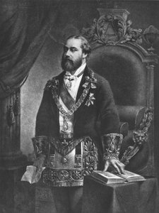 Edward (1841-1910) Prinz von Wales, später Edward VII., als Großmeister der Freimaurerei, 1884