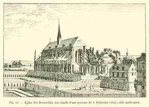 Kirche der Bernardiner, Faksimile eines Stiches von I. Sylvestre, 1650, Nordwestseite von French School