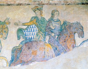 Eleonore von Aquitanien, Königin von England und ihre Schwiegertochter Isabella von Angoulême zu Pferd