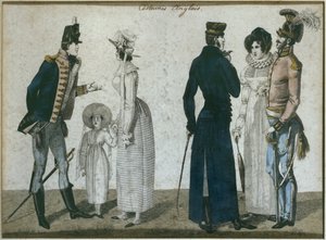 Englische Kostüme, Illustration aus Le Bon Genre, frühes 19. Jahrhundert von French School