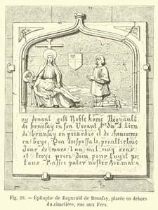 Epitaph von Regnauld de Brunfay, außerhalb des Friedhofs, Rue aux Fers von French School