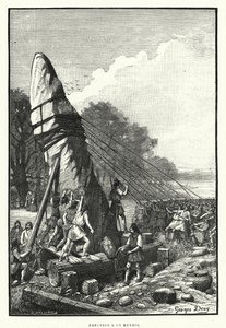 Errichtung eines Menhirs von French School