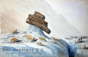 Erratischer Block Nr. 12 am Aar-Gletscher in den Schweizer Alpen von French School
