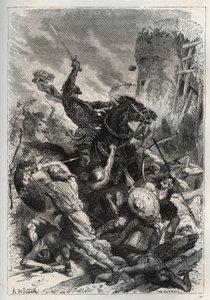 Eudes (Odo) (860-898), König der Franken, führt die Schlacht gegen die Normannen und verteidigt Paris siegreich (860-887) - Eudes (852-898) in der Schlacht gegen die Normannen - „Die Geschichte Frankreichs erzählt meinen Enkeln“ - von Francois Guizot - 187