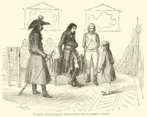 Eugene Beauharnais fordert das Schwert seines Vaters (Gravur) von French School