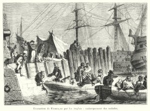 Evakuierung von Flessingue durch die Engländer, Einschiffung der Kranken von French School