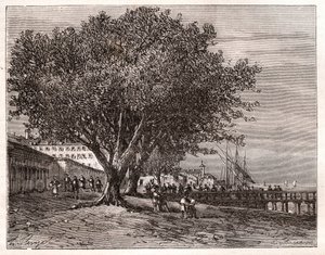 Evian-les-Bains (Evian les Bains) - Haute-Savoie - Gravur in „La France illustree: Geographie, Geschichte, statistische Verwaltung“ von V.-A. Malt-Brown. 1884