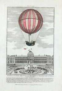 Erfahrung des Heißluftballons von MM. Charles und Robert im Jardin des Tuileries am 1. Dezember 1783, veröffentlicht 1783