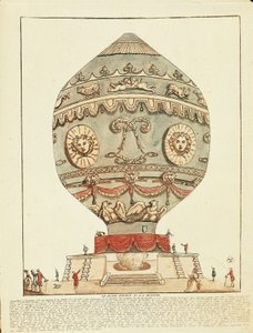 Experiment der Gebrüder Montgolfier mit einem Heißluftballon im Schloss La Muette, 21. November von French School