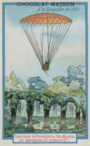 Fallschirmexperimente im Parc Monceau von Andre-Jacques Garnerin (22. Oktober 1797) von French School