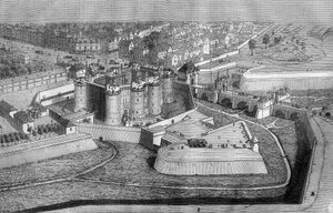 Außenansicht der Bastille in Paris im Jahr 1650