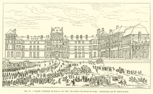 Westfassade des Louvre, um 1660, Faksimile einer zeitgenössischen Zeichnung, mitgeteilt von M. Albert Lenoir von French School