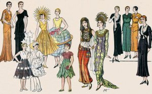 Französische Damen- und Kinderkleidung von French School