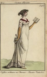 Modische Frau, die ein Buch liest von French School