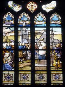 Pater Maunoir predigt in Kerlas die große Mission von 1658 - Glasfenster der St.-Germain-Kirche in Kerlaz