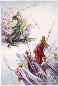Kampf zwischen bösen und guten Geistern des Meeres - in „Reise zum Meeresgrund“ von H. de la Blanchère. Paris, ed. Jouvet et Cie, sd. 1880. von French School