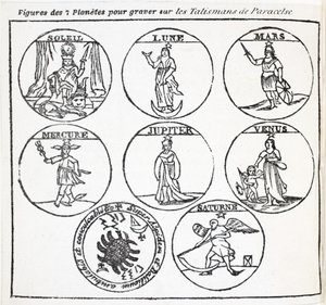 Figuren der 7 Planeten zum Gravieren auf die Talismane von Paracelsus