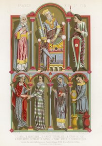 Figuren eines Königs, Ministers, Palastwächters, einer Edelfrau und eines Dieners