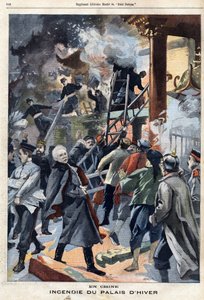 Brand des Winterpalastes in Peking, China, in „Le Petit Parisien“ am 5.05.1901 (Gravur)