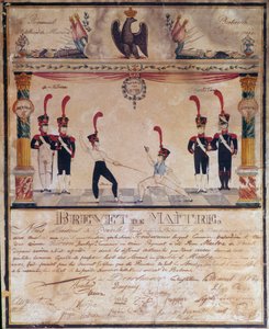 Erstes Kaiserreich: Meister der Waffen-Zertifikat von 1813. Fechtdiplom, Paris, Armeemuseum